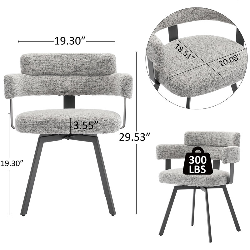 Ivy Bronx Cahlil Full Back Upholstered Dining Chair Swivel Side Chair